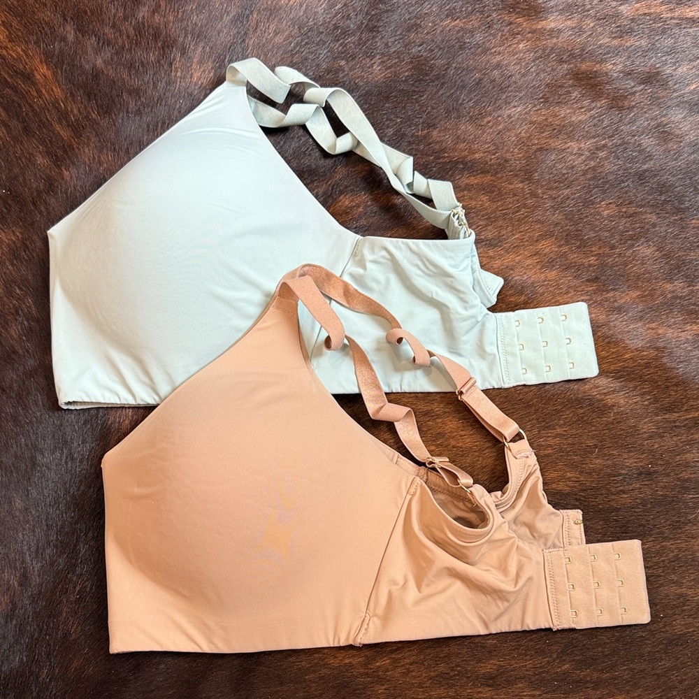 ThirdLove Two-Pack Smooth Wireless Bras in Mint & Peach M++